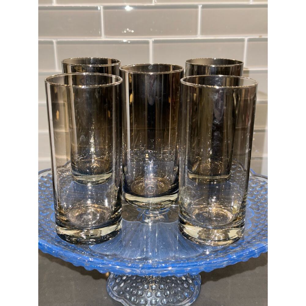 Set of 5 Vintage MCM Dorothy Thorpe Mercury Fade Highball Cocktail Glasses